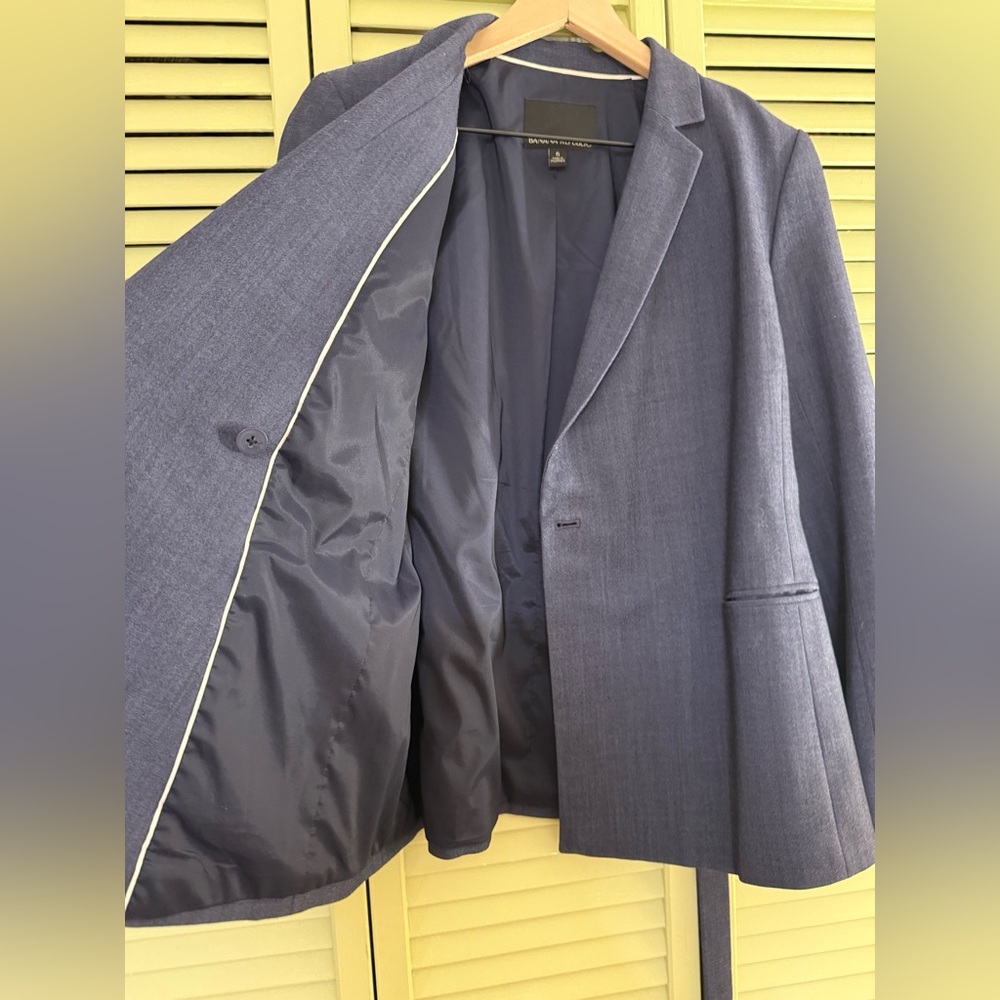Banana Republic Blue Side Tie Wool Blazer - Picture 3 of 5